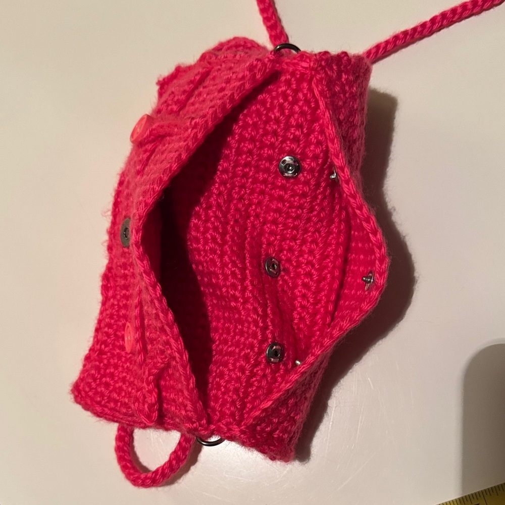 Handcrafted Hot Pink Crochet Crossbody Bag - Picture 6 of 13